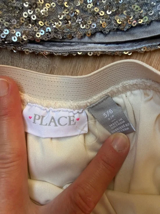 2 - Children's Place Silver Sequin & Gold Star Tulle Skirt Set size small 5-6 - Picture 2 of 7